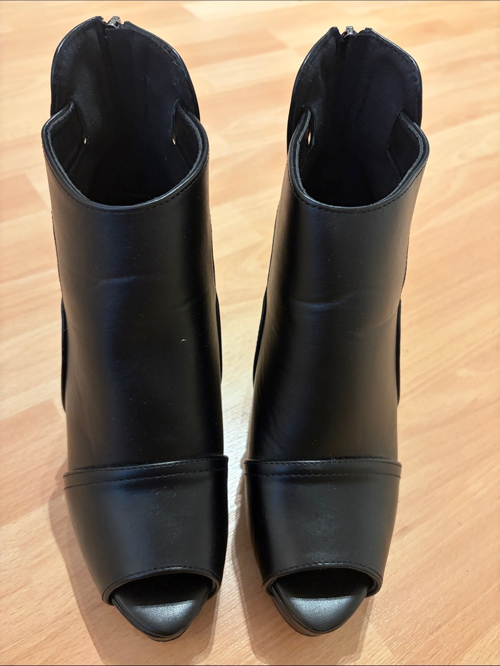 Women's Black Peep-Toe Ankle Boots
